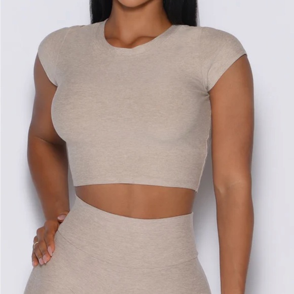 Like new Bombshell Sportswear Tan Crop Top - Picture 1 of 3